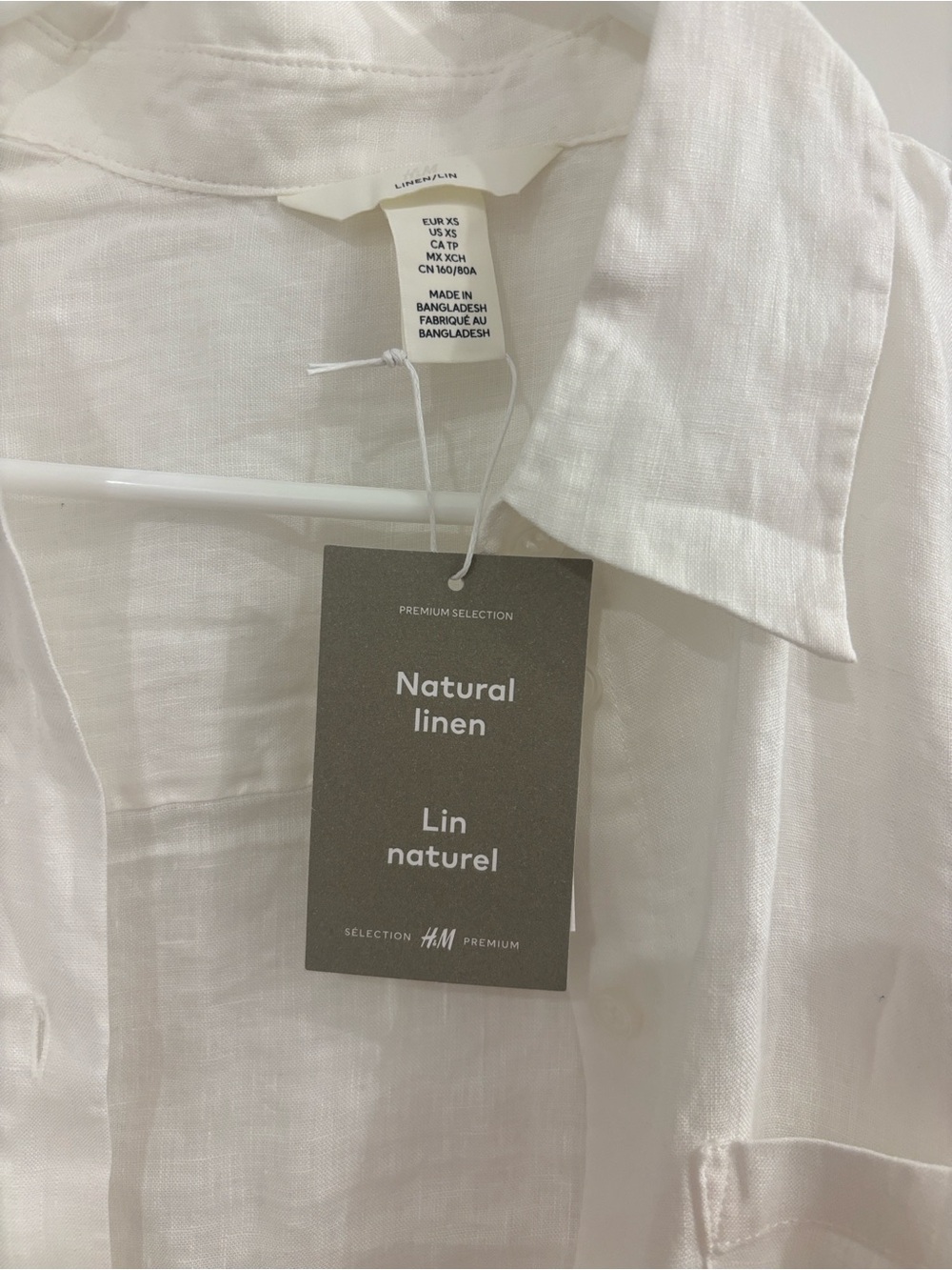 H&M White Linen Button-Up Shirt with Chest Pocket - Picture 2 of 3